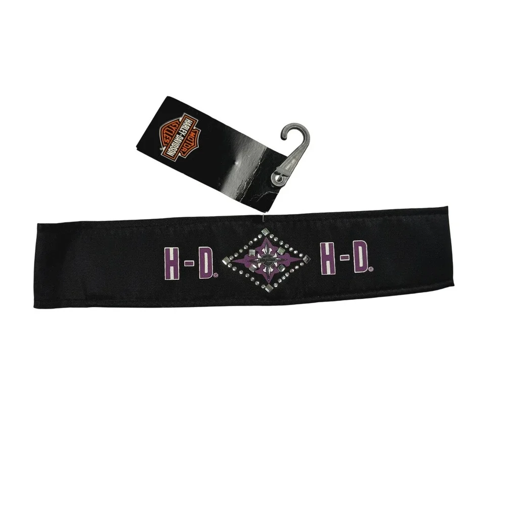 Harley-Davidson Biker Y2K Grunge Women Headband Black Cotton